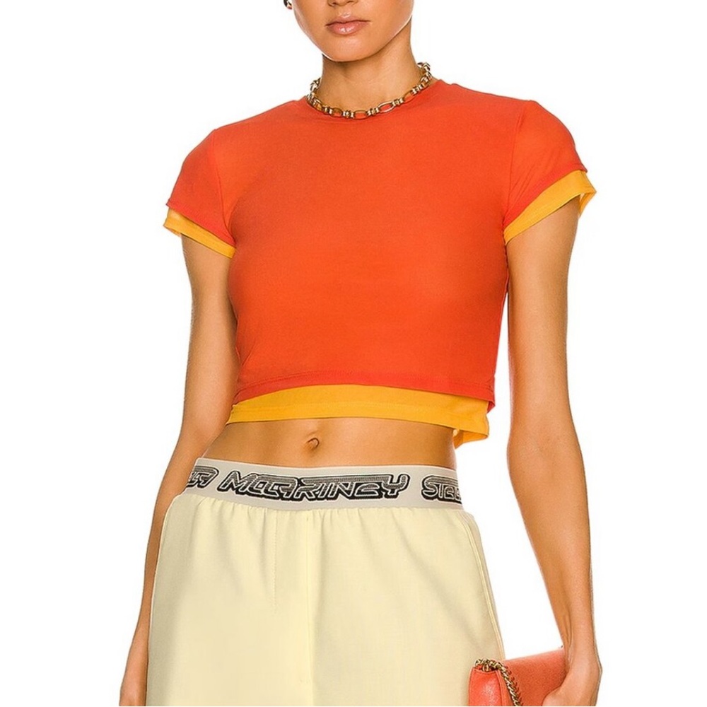 Simon Miller Orange and Yellow Layered Crop Tee